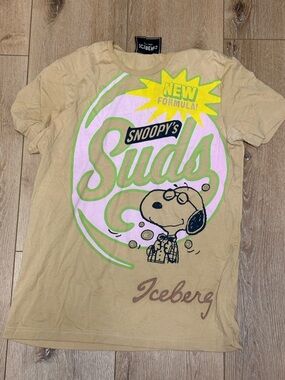 Snoopy ICEBERG HISTORY T-Shirt Men's Sand Size S/M Made in Turkey Snoopy